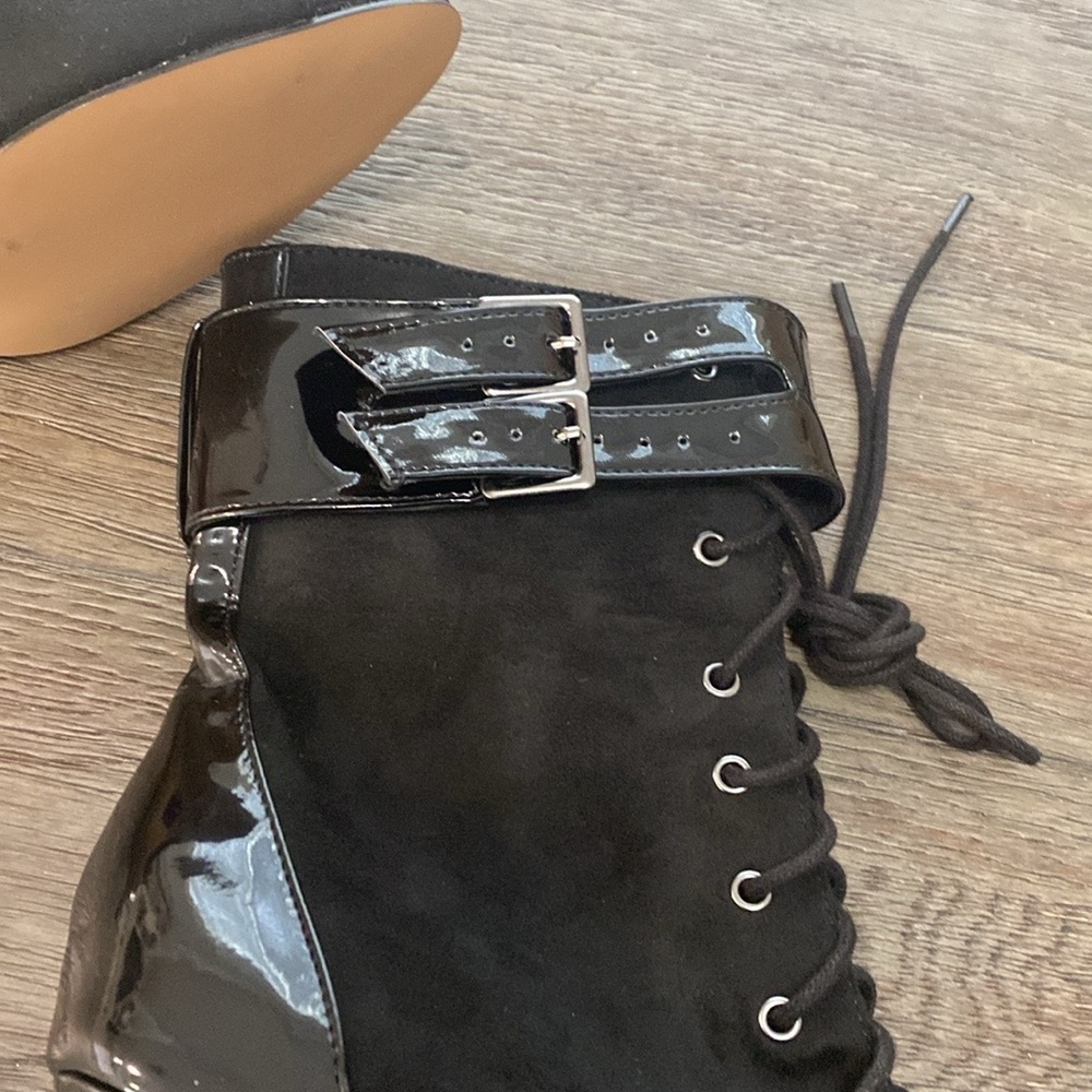 NWT BURJU Shoes Under The Influence Open Toe Lace Up Buckle Ankle Boots | 11 - Picture 5 of 11